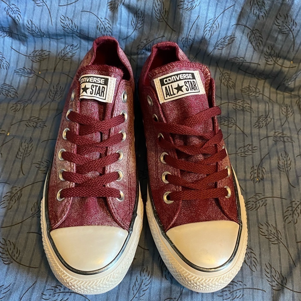 Converse Women's Burgundy Low-Top Sneakers - Picture 2 of 6